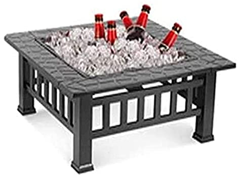ZAANU Feuerstelle, quadratischer Tisch mit Holzfeuerstelle