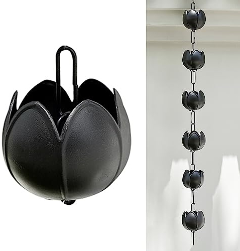 Regenketten Regenwasserkette Rain Chain Modern Regenketten Für Dachrinnen, Einzigartig Metall Glieder-Regenketten-Becken-Set, Dach-Regenwasserauffangbecken/Umlenker, Für Villen Tempel Bauernhaus ( Col