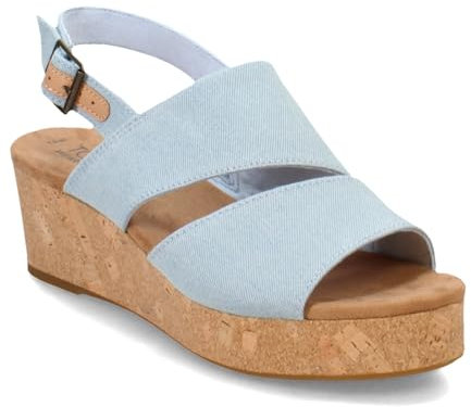 TOMS Claudine Sandale cale Femme, Denim Délavé Bleu Pastel, 38.5 EU