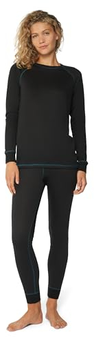 DANISH ENDURANCE Funktionsunterwäsche Set, Unisex Thermounterwäsche, Skiunterwäsche, Lange Unterhose & Langarmshirt, Atmungsaktiv, Bequem, für Damen & Herren, Schwarz/Blau, L
