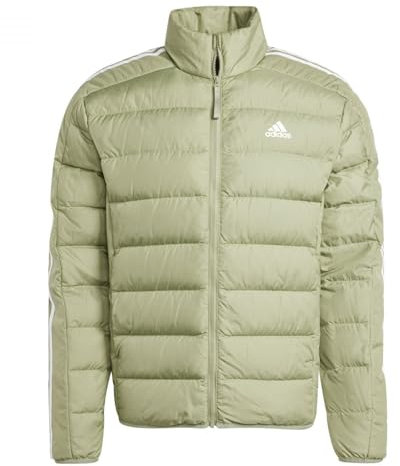 adidas Hombre Essentials 3-Stripes Light Down Jacket, TENT GREEN F16, S