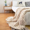 DASJD Grobe Strickdecke, Handgefertigt Gestrickte Kuscheldecke, Gestrickte Decke für Bett und Sofa,Beige,130x170cm