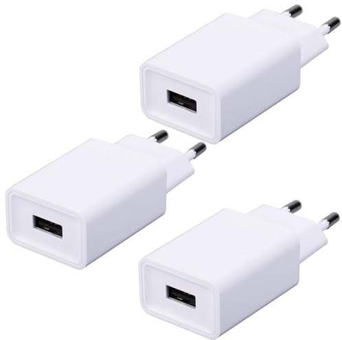 3 pezzi Caricabatterie Alimentatore USB 5V/2A da Caricatore USB Presa Spinotto per Smartphone/Lettore elettronico/Smart Watch/Tablet per bambini/Giocattoli/TV box/Cuff