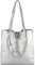 modamoda de - T247 - Ital. Leder Shopper mit herausnehmbarer Innentasche, Farbe:Silber-Metallic
