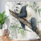 ASDCXZ Rideau de Douche drôle 180x200 cm, Aquarelle drôle Panda Paresseux Mangeant des Feuilles de Bambou Vertes Blanc Lavables Textile Rideau de Bain imperméable pour Baignoire