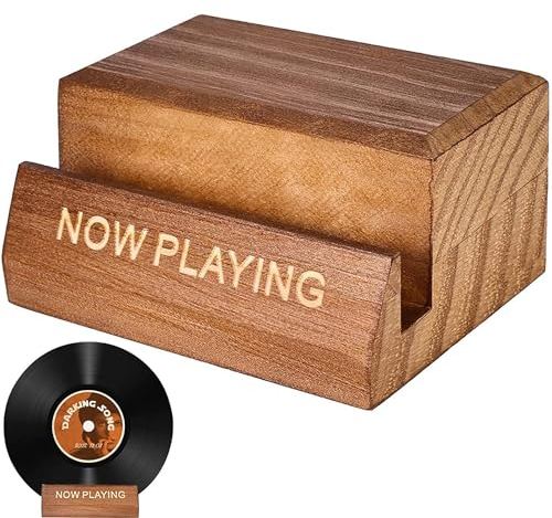 Étagère Vintage pour Disques Vinyl, Support en Bois pour Disques Vinyles, Support de Présentation pour Album, Présentoir pour Disques Vinyles, Support CD Unique, Compatible avec All CDs et LPS, Brun