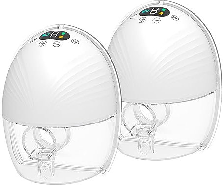 2pcs Portable Wearable Breast Pump Hands Free Electric Breast Pump for Breastfeeding 3 Modes 9 Suction Level LED Screen Touch Control Button Low Noise with 150ml Milk Collector 24mm Silicone Breast