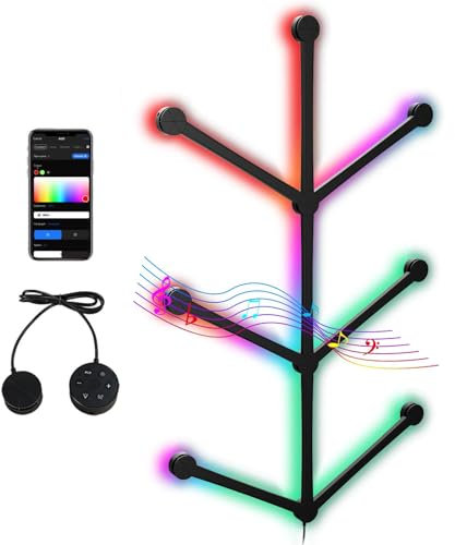 VECOHOTEL WiFi Smart RGB LED Wall Lights, Music Sync Voice Control DIY Light Bars with 16M+ Color & 44+ Scenes, Dimmable Home Decor LED Bar for Gaming Room TV Bedroom (9 Lines)…