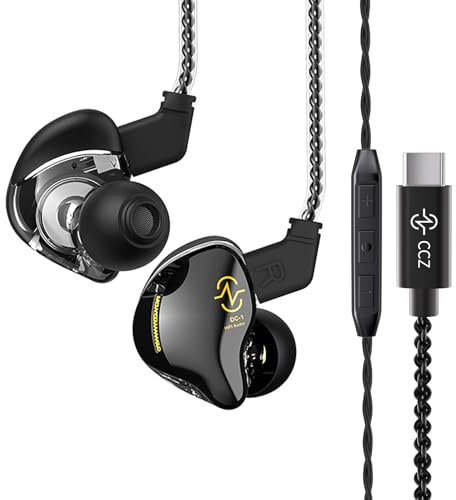CCZ Coffee-Bean - Auriculares USB C con controlador 1DD, sonido de graves inmersivo, auriculares con cable tipo C para adolescentes, música, video, gimnasio, entrenamiento, correr, iglesia (con