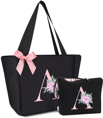 Vavabox Handtasche Damen A-Z mit Buchstabe - Geschenke für Frauen | Personalisierte Schultertasche mit Reissverschluss für Arbeit Uni Schule, Geburtstagsgeschenk für Freundin Braut Mädchen