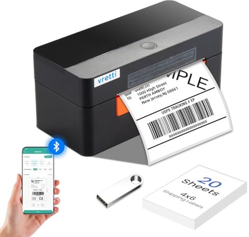 vretti Bluetooth Thermal Label Printer,Shipping Label Printer 4x6, for Address Postage Small Business,Compatible with Etsy,Shopify,eBay,Amazon,USPS,UPS
