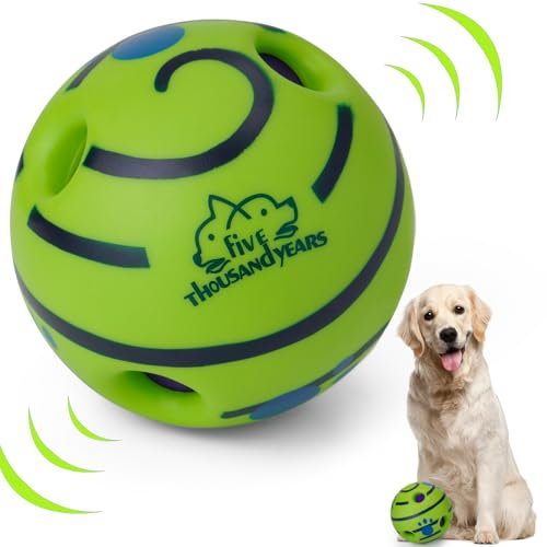 Interactive Giggle Ball for Squeaky Toy Fun, Chewing Ball for Training and Herding, Indoor/Outdoor Safe Dog Gifts for Puppy, Small to Medium Dogs (Green, 5.51 Inch)