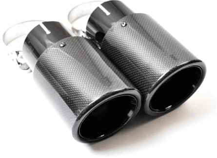 Endrohr 1 Stück Setrs Auto-Modifikation Abgeschrägte Kante Auspuffrohr Lockige Faser-Carbon-Schalldämpferspitze Glänzend Schwarz Auspuffblende(In 70 Out 100 mm)