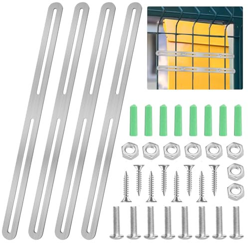 Pack of 4 Fence Fasteners for Letterboxes, 360 x 24 mm Flat Connector for Fence, Letterbox, Fence Mounting Kit for Attaching Letterboxes, Repairing Furniture
