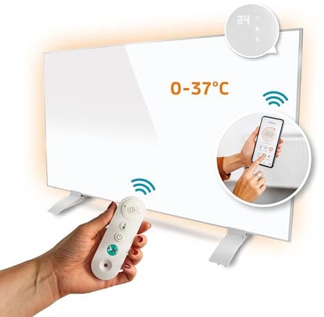 KAISER Infrarotheizung Wandheizung Deckenmontage mit Thermostat Heizpaneel mit Fernbedienung Elektroheizkörper mit LCD Display Infrarotheizung Standgerät inkl. Füße Infrarotheizung Bad (720 Watt)