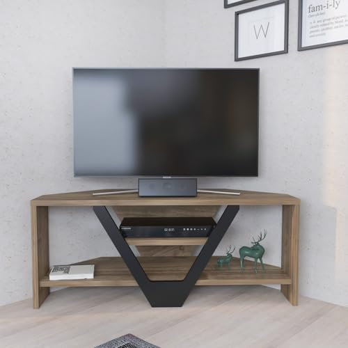 Hanah Home Support TV, mélamine, Noyer Noir, Taille Unique