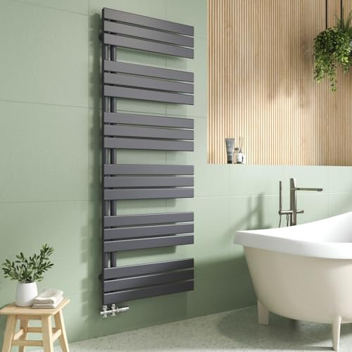 EMKE Handtuchheizkörper Seitenanschluss 1599x600 mm, Badheizkörper Handtuchhalter Handtuchwärmer Handtuchtrockner Badezimmer Heizkörper Flach Handtuchheizung Anthrazit 1005W