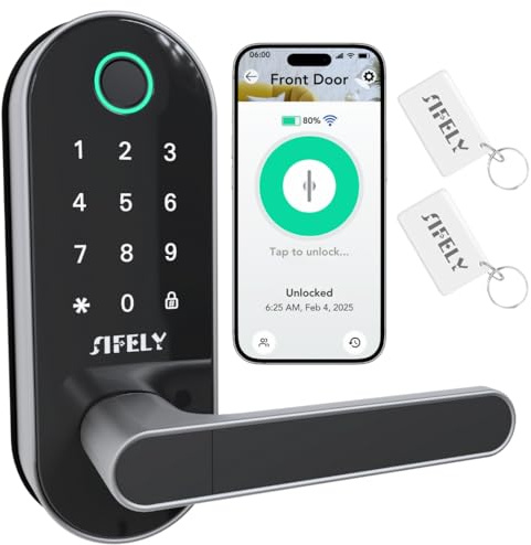 Serratura intelligente per porta senza chiave: serratura elettronica digitale Sifely con codice di accesso, manopola elettrica, maniglia biometrica, perfetta per porte di ingresso e camera da letto