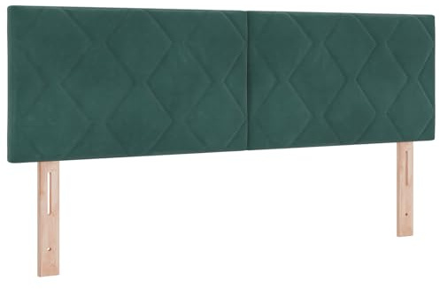 vidaXL Kopfteil Wandmontiert Geometrisch Dunkelgrün 160 cm Samt, Moderner, höhenverstellbarer Samt-Kopfteil für stylische Schlafzimmer, platzsparendes Design, schickes Möbelstück