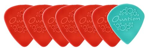 Ovation Diamond Picks Nylon Standard 351 Picks - Super Grip - Round Tip - 7 Set (6+1 Sharp Tip free) - 0.73 mm - blood red - Made in Czech Republic
