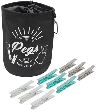 JVL Large Peg Bag with 72 Large Stong Plastic Pegs, Aqua