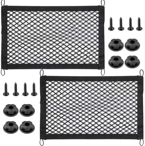 CDDCWZ 2 Stück Gepäcknetz Auto Kofferraum Netz, 55 x 25 cm,Aufbewahrungsnetz Wohnmobil Zubehör Befestigungsschrauben für Auto Inneraum,Camper,Wohnmobil,Boote,Van,Rv,Zuhause
