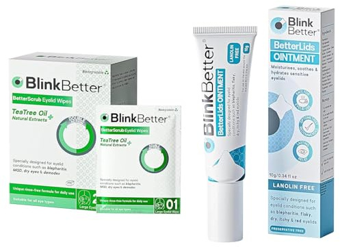 Lanolin-Free Eyelid Care Bundle – Hydrating Eyelid Ointment (10g) + Tea Tree Oil Eyelid Wipes (20ct) – Soothe Dry, Itchy, Red & Sensitive Lids – Gentle, Nourishing Daily Eye Care