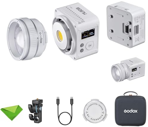 Godox ML80Bi Zweifarbige LED-Videoleuchte, 29600 Lux bei 1 m, 5600 K LED-Dauerlicht, 11 Effekteffekte, App- und kabelgebundene DMX/CRMX-Steuerung, CRI ≈96 TLCI ≈96, Godox-Außenleuchte