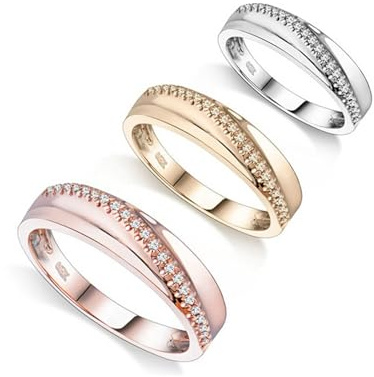 Anello da donna in oro rosa 750, con diamanti rotondi, misura 60 (19,1), oro rosa 18 carati