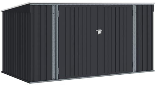 IDMarket - Abri de Jardin XXL en métal Gris Anthracite verrouillable Multi-Rangement pour Stockage vélos, Outils, poubelles