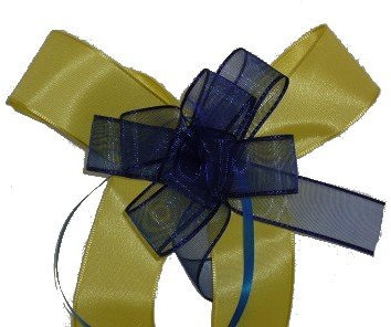 alles-meine.de GmbH Schleife ca. 18cm gelb blau Geschenkband Schleifenband für Schultüten 70cm
