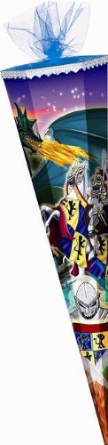 Unbekannt Ritter 70cm 70 cm SCHULTÜTE ZUCKERTÜTE rund,Tüllabschluß, incl.Schleife - Ritterburg