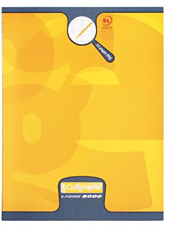 Clairefontaine 108702C - Heft Calligraphe 17x22 cm, 16 Blatt, französische Lineatur 2,5 mm vergrößert 10/10, 90g, Gelb, 1 Stück