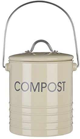 Premier Housewares 510020 Compost Bin with Handle - Cream H20 x W15 x D15cm