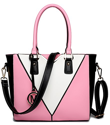 Miss Lulu Handtasche Damen, Taschen PU Leder, Schultertaschen Shopper Tote Bag Handtaschen V-förmiges Design Synthetic Ledertasche Mit Abnehmbarem Schultergurt