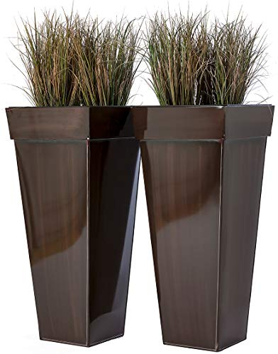 Casa Mina Pflanzkübel groß außen - Zink Blumenkübel Gross 85/65cm - Premium Blumenkasten für Draußen - Blumenkübel Frostsicher - Blumenkasten für den Garten 2er Set Schwarz - Rangoon