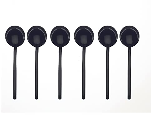 MEPRA Due Oro Nero Espresso Spoon – [Pack of 6], 10.9 cm, Polished Black Finish, Dishwasher Safe Cutlery, Silver (108644108)