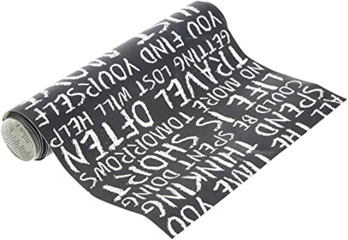 selbstklebende Tapete mit Schrift 0.35m x 2.50m schwarz weiß Möbelfolie selbstklebende Tapete Made in Germany 942671