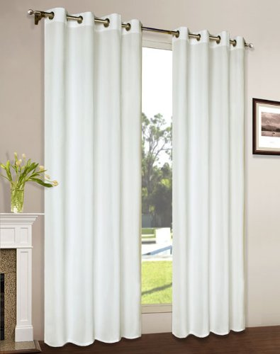 Mikrofaser Vorhang blickdichte Matte unifarbene Gardine, Creme Ösen, 245x140 Schal. Material aus Microsatin-Gewebe., 204000