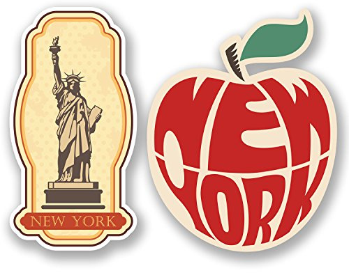 2 x New York USA Vinyl-Aufkleber für iPad, Laptop, Auto, Koffer, Reise-Etiketten #4809 (10 cm auf der längsten Seite).
