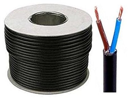 Black 3182Y 2 Core 1.5mm 16 Amp PVC Flexible Cable Cut To Length Flex (25 Meters)