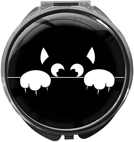 metALUm Pillendose mit Spiegel rund Metall 3 Fächer KATZE #1186