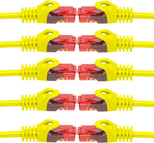 BIGtec - 10 Stück - 0,75m Gigabit Netzwerkkabel Patchkabel Ethernet LAN DSL Patch Kabel gelb (2x RJ-45 Anschluß, CAT.5e, kompatibel zu CAT.6 CAT.6a CAT.7) 0,75 Meter