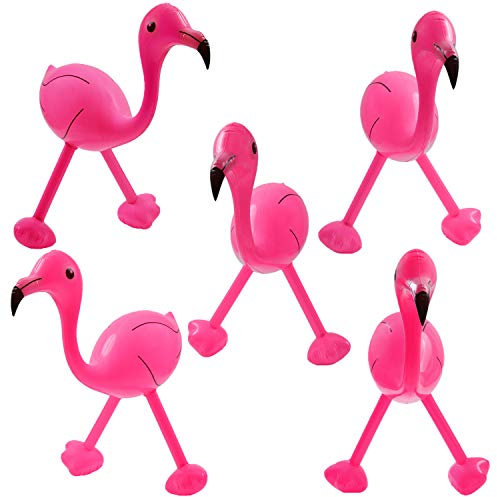 Elcoho Lot de 5 flamants roses gonflables pour piscine hawaïenne