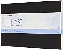 Moleskine - Art Collection Watercolour Block - Zeichenblock für Wasserfarben, Papier Geeignet für Wasserfarben - Kartoneinband - Format Groß 13 x 21 cm - Farbe Schwarz, 20 Seiten