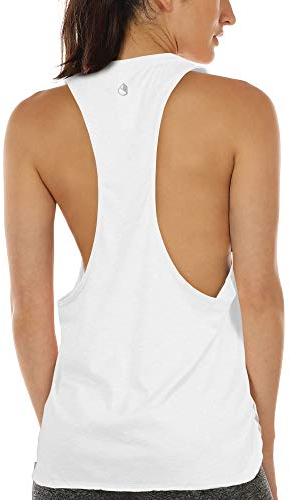 icyzone Sport Tank Top Damen Locker - Yoga Fitness Shirt atmungsaktive Sport Tops (M, White)