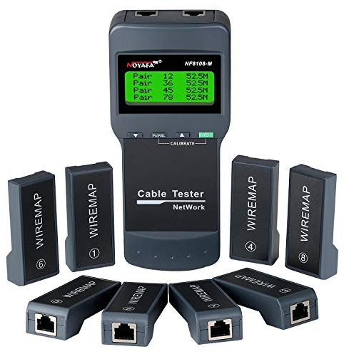 Network Cable Tester - NOYAFA Cable Wire Fault Finder for RJ45 Cat5, Cat6, 5e, 6e Measure Length, Locate The Breakage Point, Check Wiring Error with 8 Far-end Passive Test Jacks