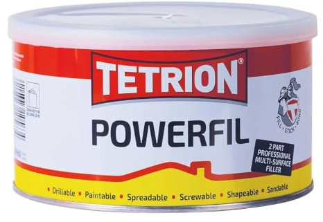 Tetrion Powerfil High-Performance Filler - Multi-Surface, Rapid Set, Professional Repairs for Metal, Wood, Stone & Plastic - Ultra-Smooth, Durable Finish 250g
