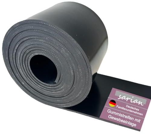 sarian Gummistreifen mit Gewebeeinlage - Stärke 3mm in verschiedenen Größen - Industriequalität (1200x100x3mm)
