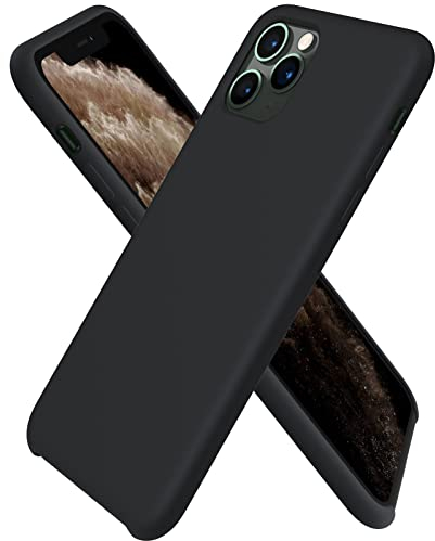 ORNARTO Liquid Silicone Case for iPhone 11 Pro, Slim Liquid Silicone Soft Gel Rubber Case Cover for iPhone 11 Pro(2019) 5.8 inch-Black